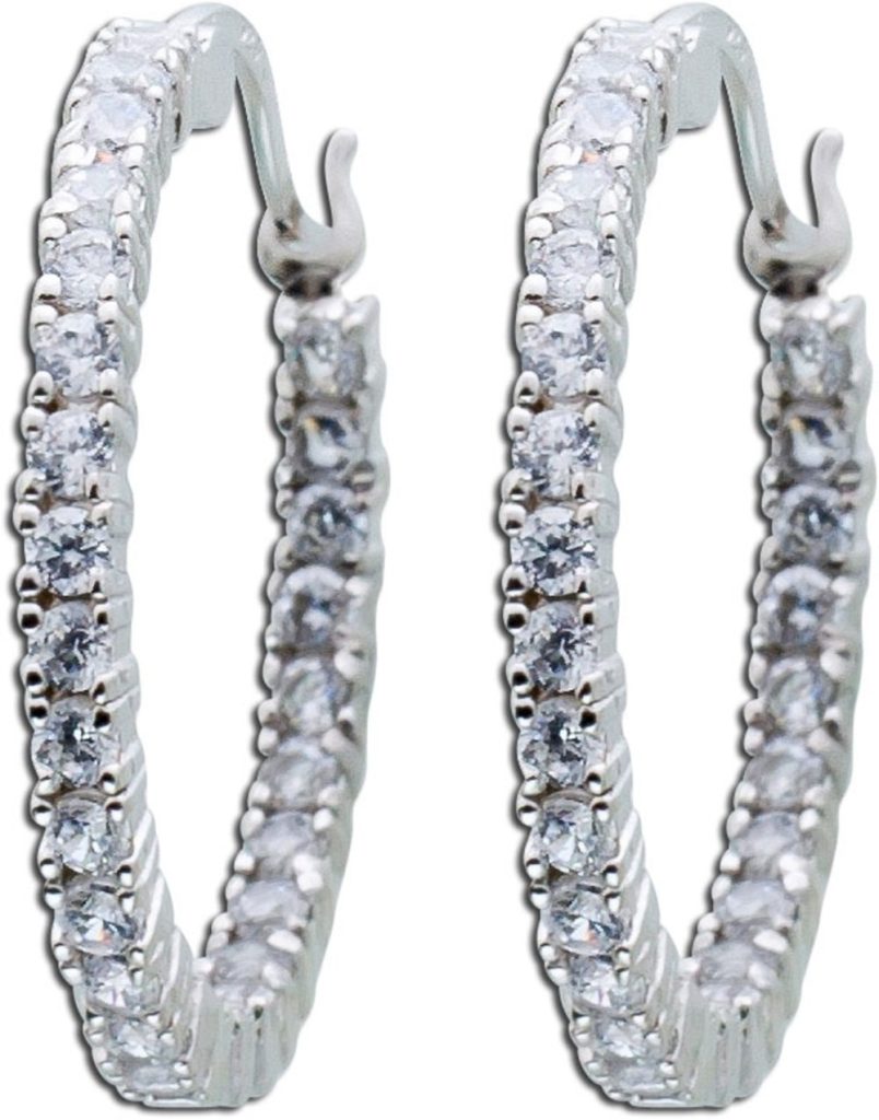 Creolen Silber 925 weisse klare Zirkonia