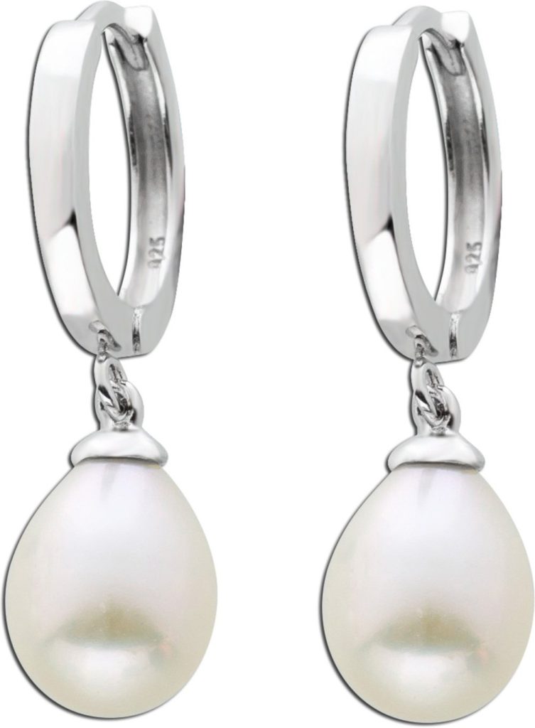 Perlen Ohrringe Silber 925 weisse Süsswasserperlen 7mm