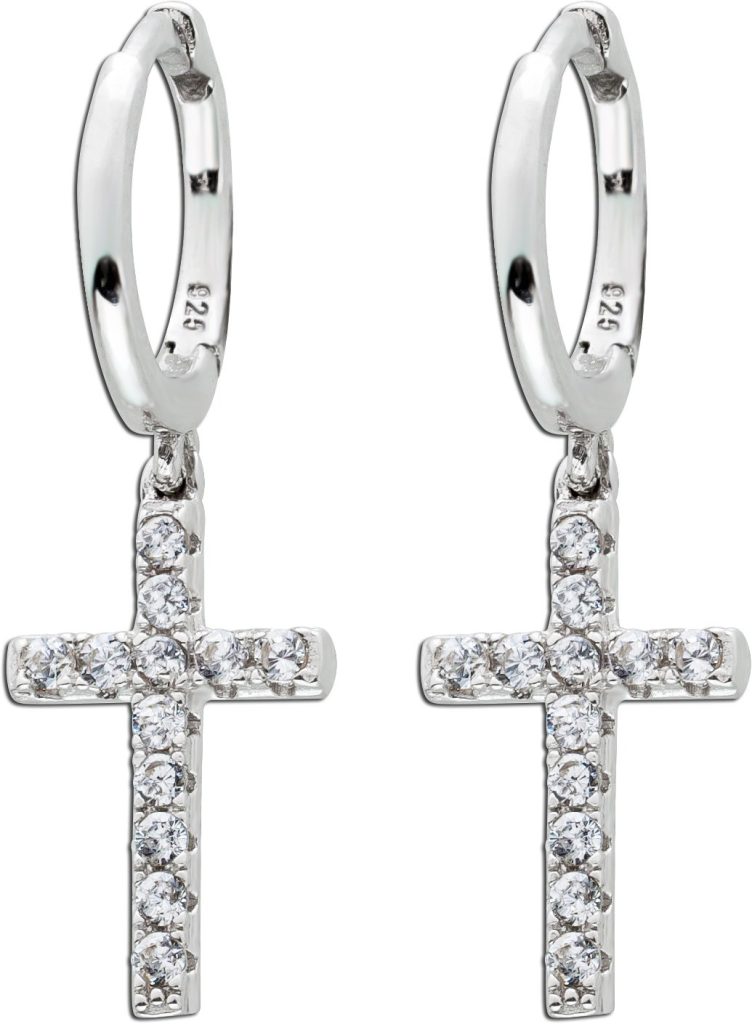 Ohrringe Silber 925 bewegliche Kreuze weißen Zirkonia