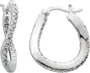 Creolen Silber 925 Endless Endlos weiße Zirkonia funkelnde Scharnier