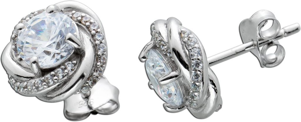 Ohrringe Endlos Silber 925 weiße Zirkonia endless