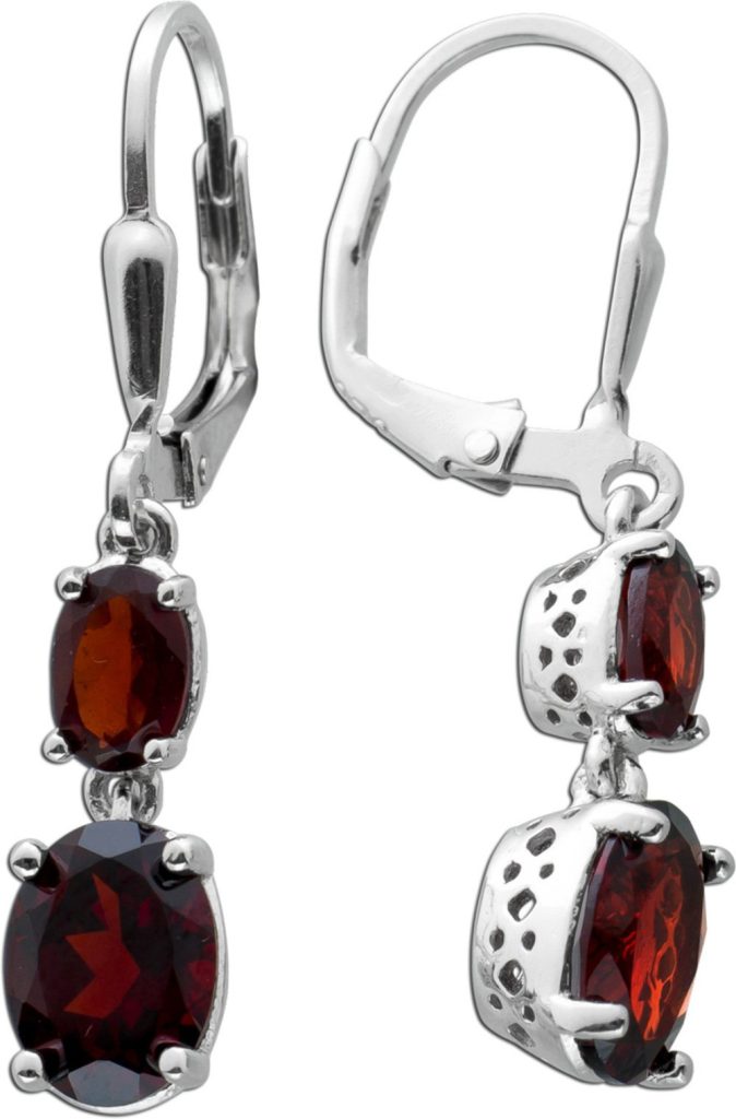 Granat Ohrringe Silber 925 weinrote Natur Edelsteine