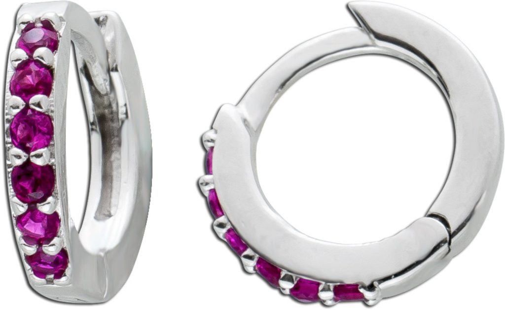 Kinder Ohrringe Silber 925 rote Zirkonia