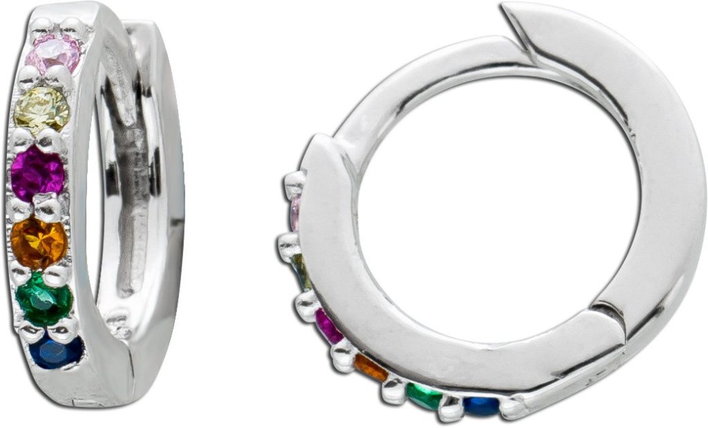 Kinder Ohrringe Silber 925 bunten Zirkonia