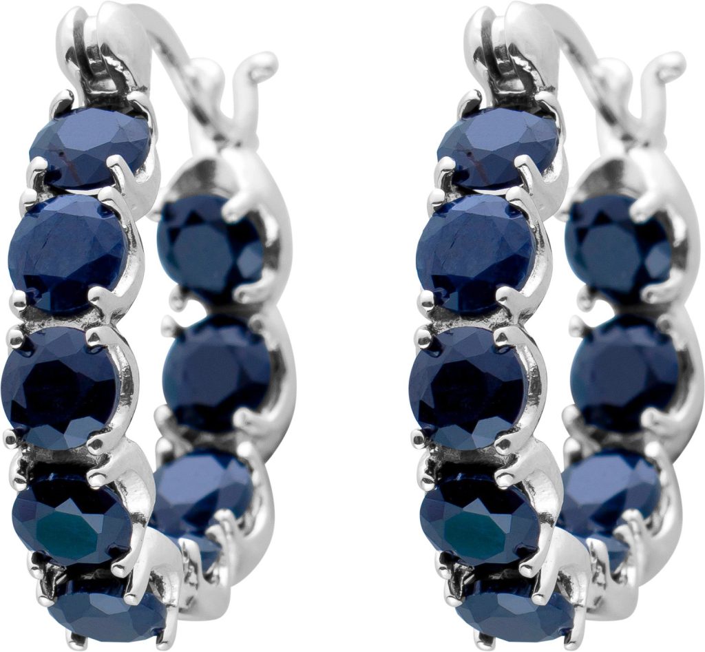 Saphir Creolen Silber 925 nachtblaue Natur Edelsteine