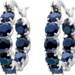 Saphir Creolen Silber 925 nachtblaue Natur Edelsteine