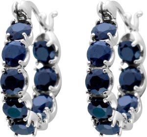 Saphir Creolen Silber 925 nachtblaue Natur Edelsteine