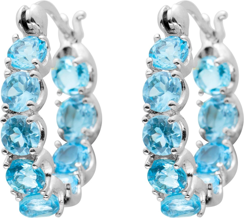 Blautopas Creolen Silber 925 hellblaue Natur Edelsteine