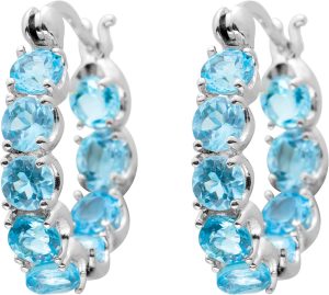 Blautopas Creolen Silber 925 hellblaue Natur Edelsteine