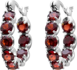 Granat Creolen Silber 925 weinrote Natur Edelsteine