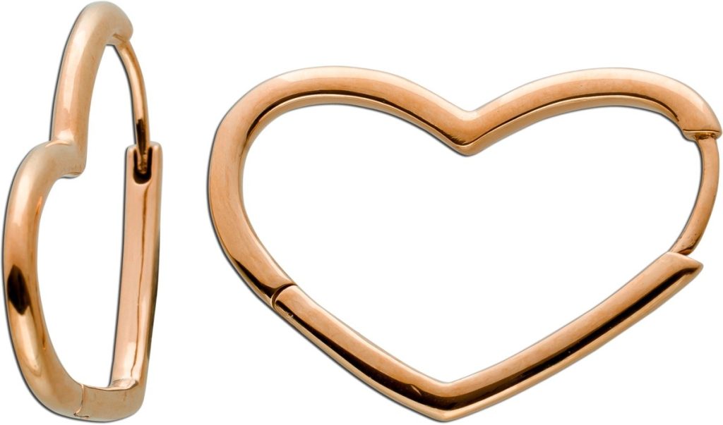 Asymmetrische Herzcreolen Edelstahl Rosegold vergoldet Vivien Lee