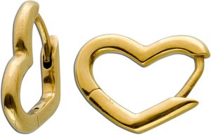 Asymmetrische Herzcreolen Edelstahl Gelbgold vergoldet Vivien Lee