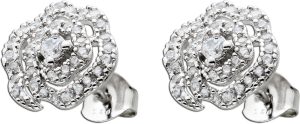Ohrstecker Silber 925 weiße Zirkonia Rosenblüten Design