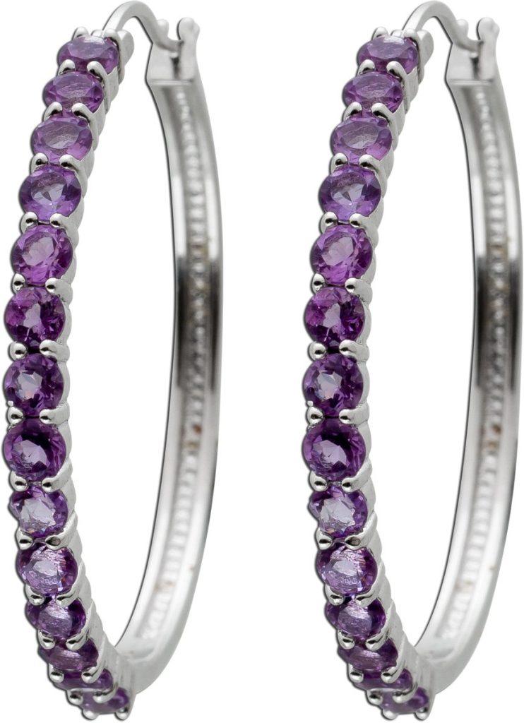 Amethyst Creolen 35mm Sterling Silber 925 lila Edelsteine