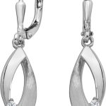 Ohrhänger Silber 925 rhodiniert poliert mattiert 2 Weiße Zirkonia