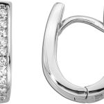 Oval Creolen Silber 925 40 weiße Zirkonia Krappengefasst rhodiniert