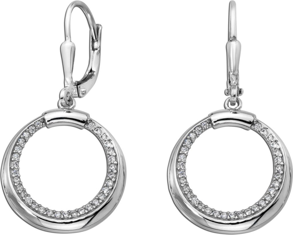 Ohrhänger Silber 925 weiße Zirkonia Krappengefasst rhodiniert poliert