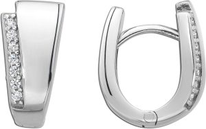 Creolen Silber 925 14 Zirkonia Krappengefasst poliert rhodiniert