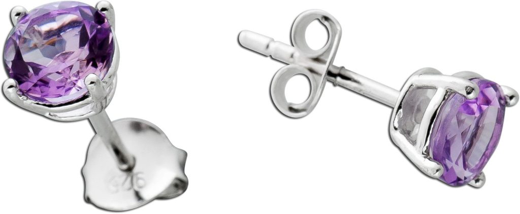 Amethyst Ohrstecker Silber 925 lila Natur Edelsteine