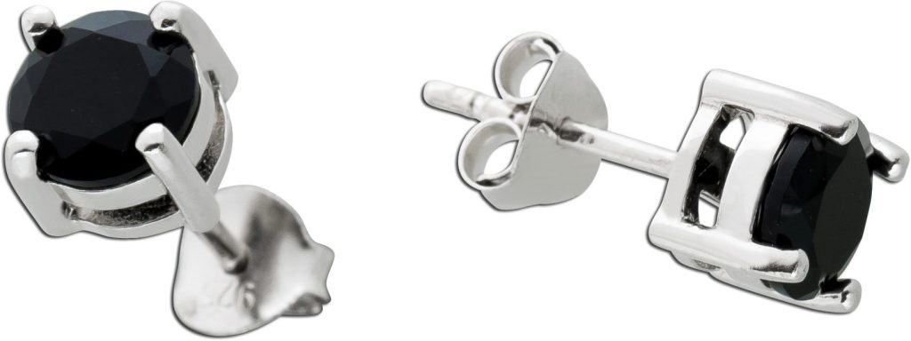 Achat Ohrstecker Silber 925 schwarze Natur Edelsteine