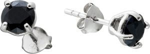 Spinell Ohrstecker Silber 925 schwarze Natur Edelsteine