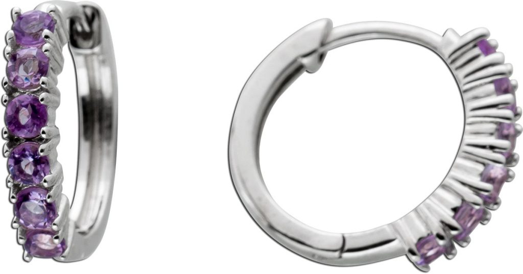 Amethyst Creolen Silber 925 lila Natur Edelsteine