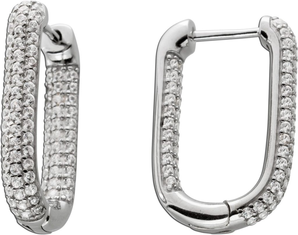 Creolen Silber 925 weisse Natur Zirkone