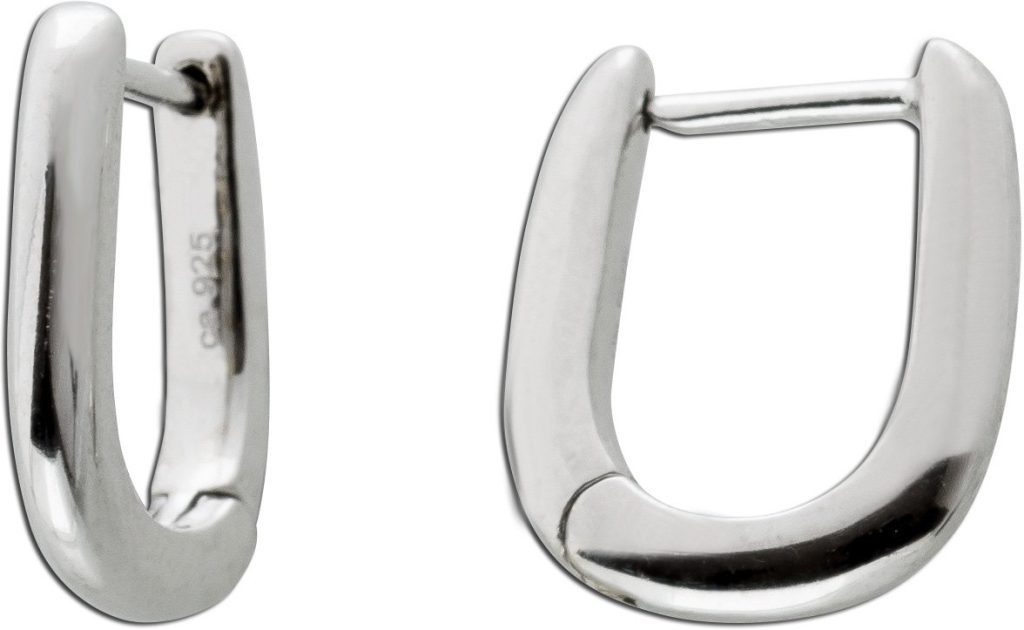 Ovale Creolen Silber925 Klappscharniermechanismus poliert rhodiniert