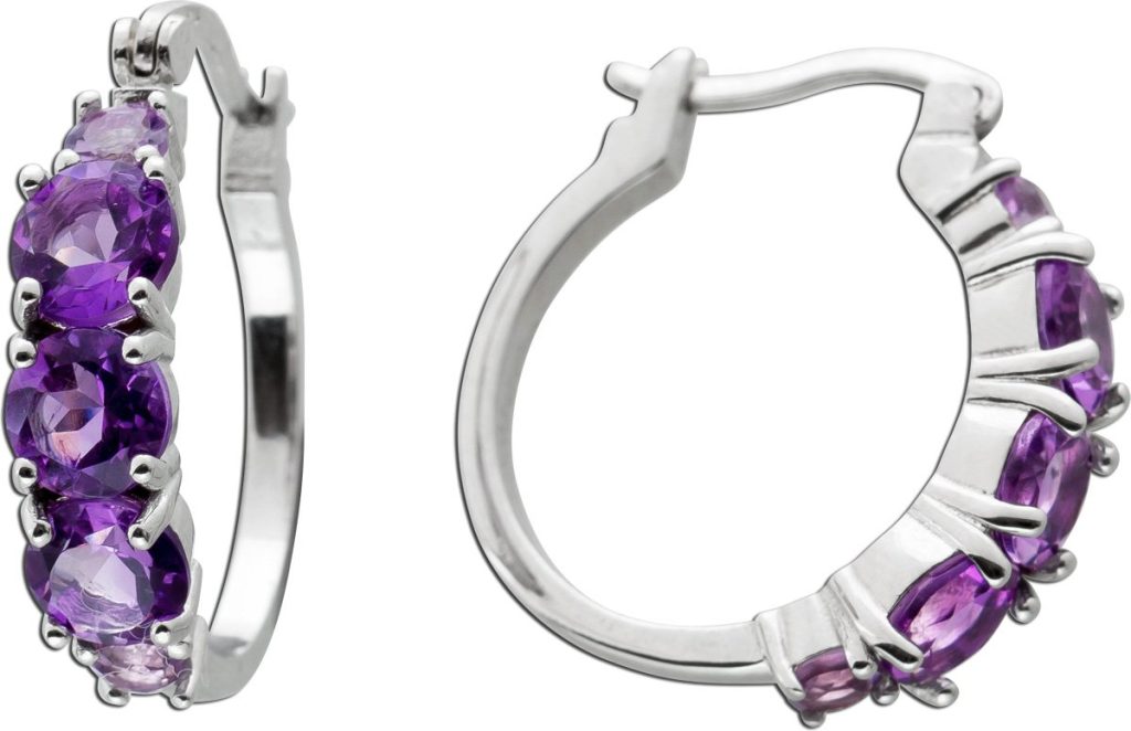 Amethyst Creolen Silber 925 lila Natur Edelsteine