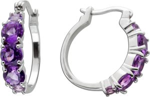 Amethyst Creolen Silber 925 lila Natur Edelsteine