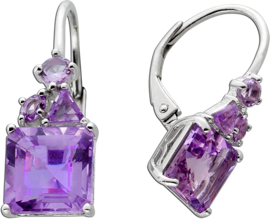 Amethyst Ohrringe Silber 925 lila Natur Edelsteine