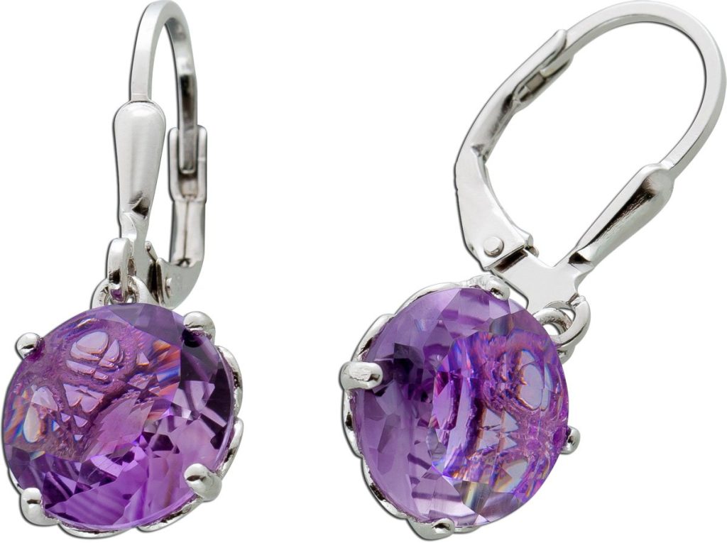 Amethyst Ohrhänger Silber 925 brasilianische Natur Edelsteine