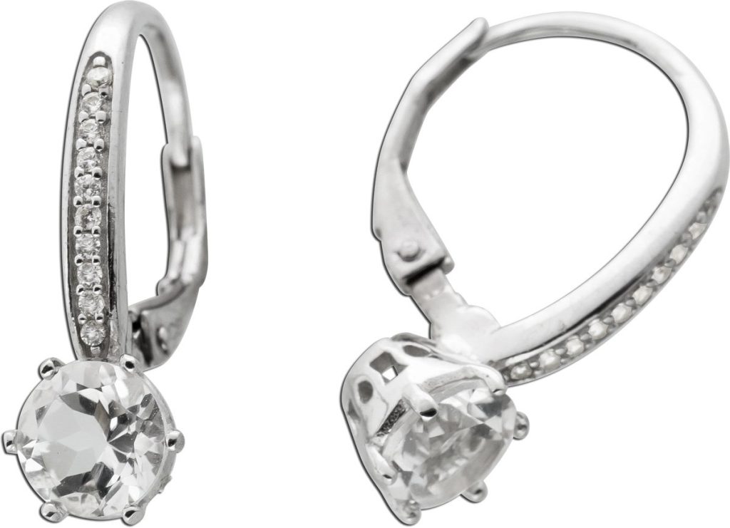 Ohrringe Silber 925 weiße Natur Topase Zirkonia