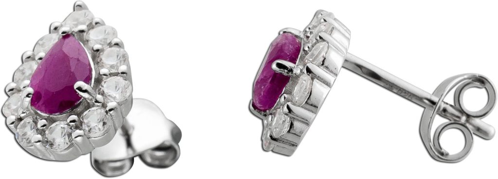 Rubin Ohrstecker Silber 925 pinke Natur Edelsteine Zirkonia