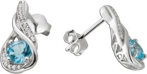 Blautopas Ohrstecker Silber 925 hellblaue Edelsteine weiße Zirkonia