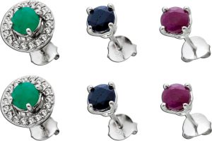 Topas Ohrstecker Silber 925 Natur Rubine Smaragde Saphire