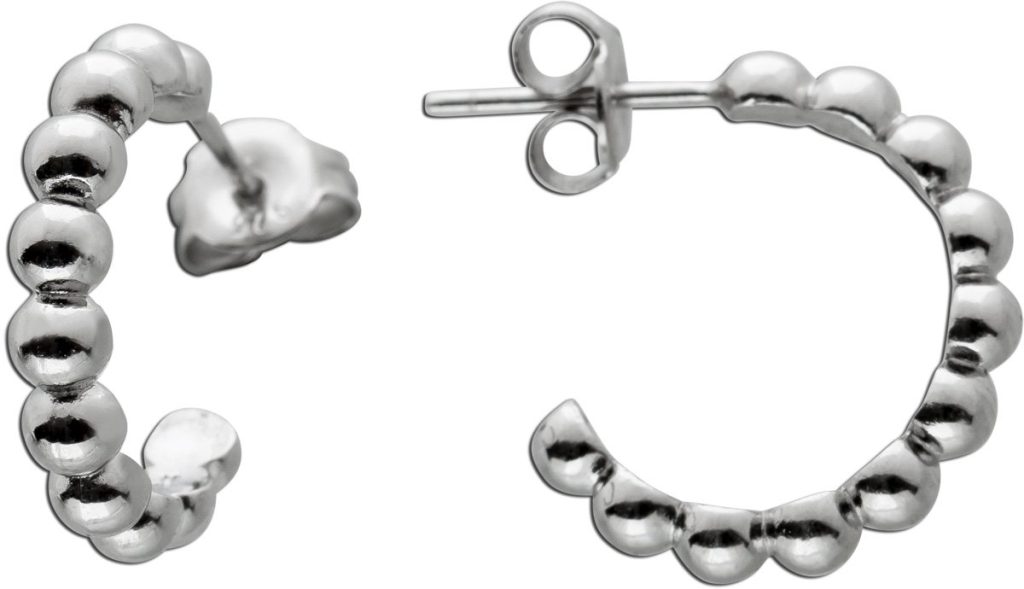 Halbcreolen Kugeldesign in Silber 925 poliert rhodiniert