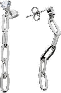 Paperclip Ohrstecker Silber 925 2 Zirkonia beweglich rhodiniert