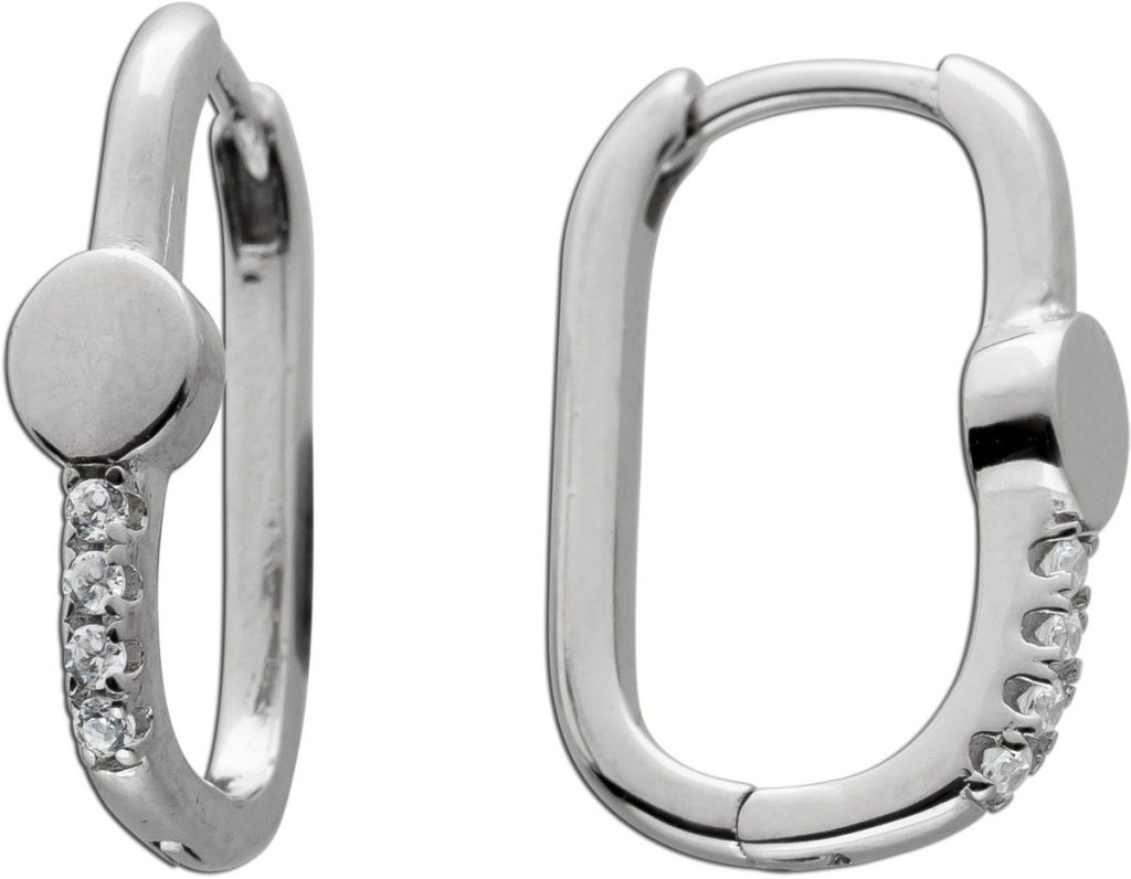 Creolen Silber 925 8 Zirkonia Krappengefasst rhodiniert poliert