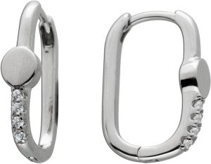 Creolen Silber 925 8 Zirkonia Krappengefasst rhodiniert poliert