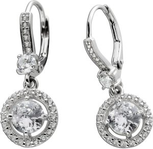 Ohrhänger Silber 925 Halo weisse Zirkonia