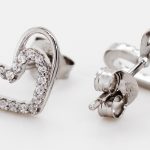 Herz Ohrstecker Silber 925 rhodiniert weisse Zirkonia