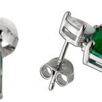 Ohrstecker Silber 925 Vergoldet grüne weisse Zirkonia