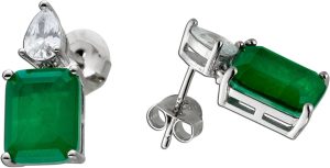 Ohrstecker Silber 925 Vergoldet grüne weisse Zirkonia