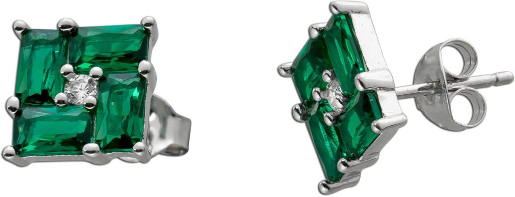Ohrstecker Silber 925 grüne weisse Zirkonia