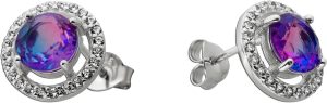 Ohrstecker Halo 925 Sterling Silber weisse lila Zirkonia