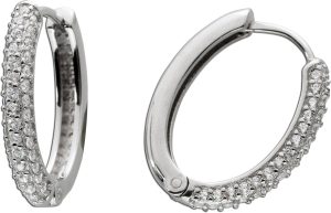Creolen Hoops Silber 925 weiße Zirkonia rhodiniert