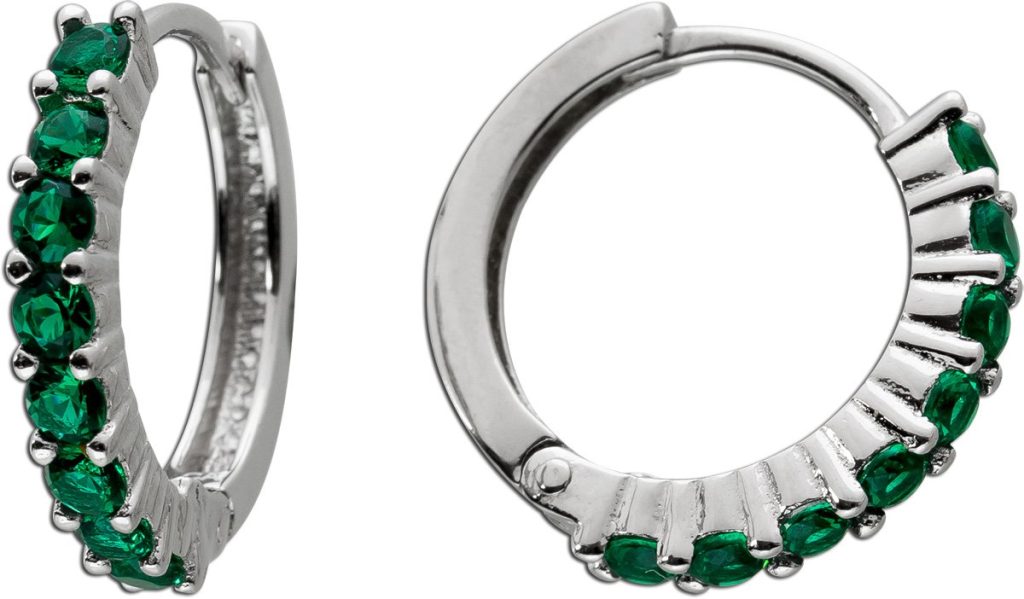 Creolen Silber 925 grüne Zirkonia