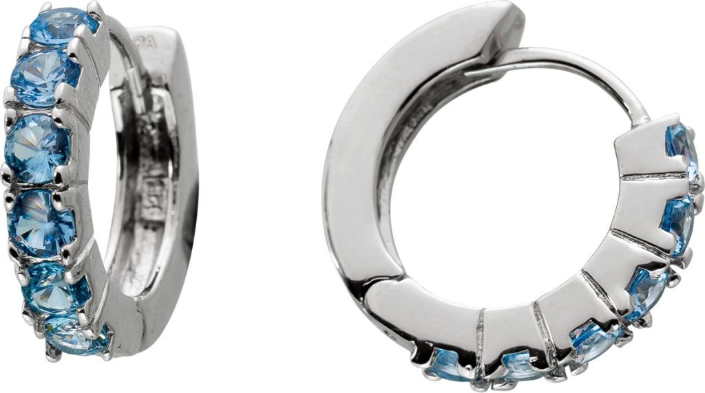 Creolen Silber 925 hellblaue Zirkonia