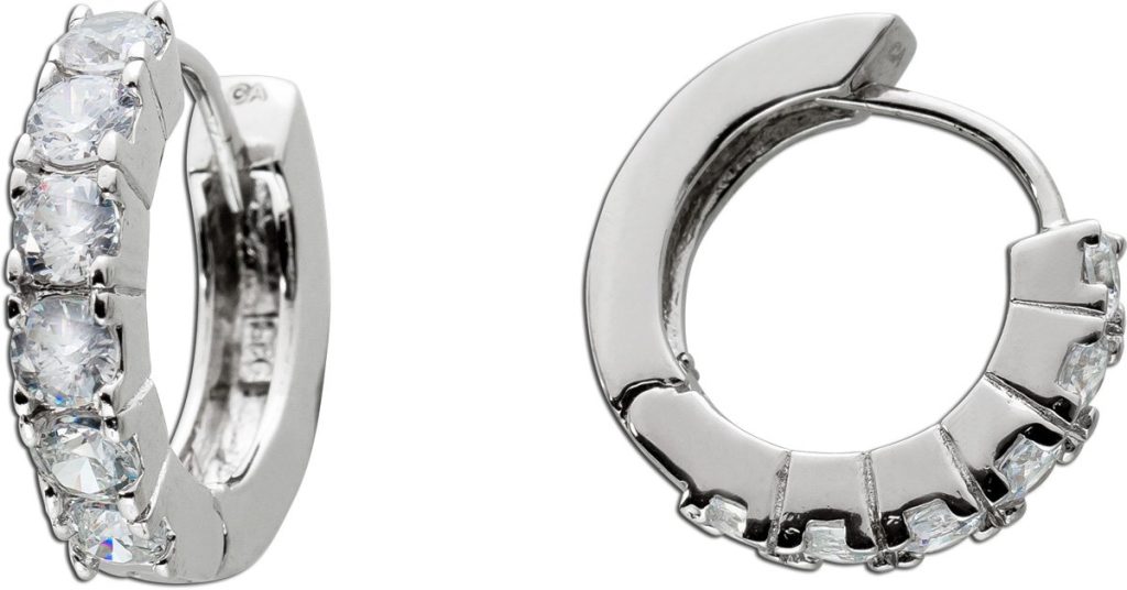 Creolen Silber 925 weiße Brillant Synthesen ca. 1,45ct. rhodiniert